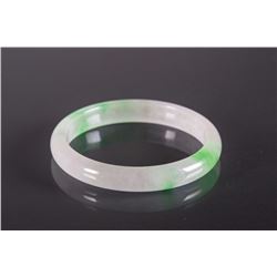 Chinese Apple Green and Translucent Jadeite Bangle