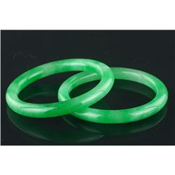 Pair of Chinese Apple Green Jadeite Bangles