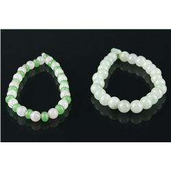 2 Pc Jadeite and Hardstone Bead Bracelets