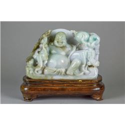 Chinese Green Jadeite Carved Buddha