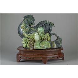 Chinese Green Jadeite Carved Chicken