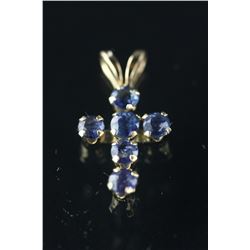 10kt Gold Sapphire ‘Cross’ Pendant Retail $190