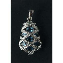 Sterling Silver Blue Topaz Pendant Appraised $661