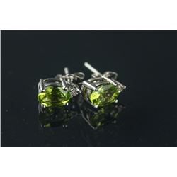 Sterling Silver Peridot Diamond Earrings CRV $588