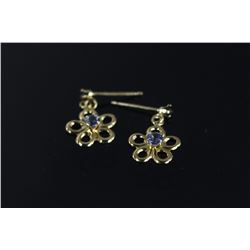 10kt Gold Sapphire Flower Shape Earrings CRV $295