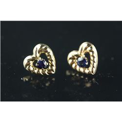 10kt Gold Sapphire ‘Heart’ Earrings Retail $160