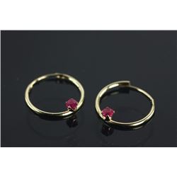 14kt Gold Ruby (0.18ct) Hoop Earrings Retail $200