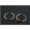 Image 1 : 14kt Gold Ruby (0.18ct) Hoop Earrings Retail $200
