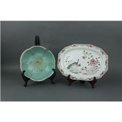 2 Pc Chinese Famille Rose Porcelain Bowl & Plate