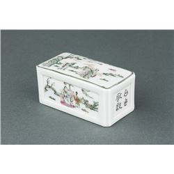 Chinese Famille Rose Porcelain Square Paper Weight