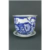 Image 1 : Porcelain BW Porcelain Planter w/Hole & Saucer