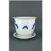 Image 2 : Porcelain BW Porcelain Planter w/Hole & Saucer