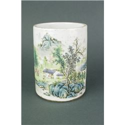 Chinese Famille Rose Porcelain Brush Pot 19th C.