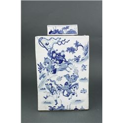 Chinese BW Square Porcelain Jar w/Cover Kangxi MK