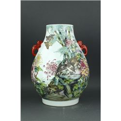 Chinese Famille Rose Porcelain Vase Qianlong Mk