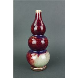 Chinese Triple Guard Flam Be Red Porcelain Vase