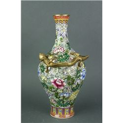 Famille Rose Dragon Porcelain Vase Yongzheng MK