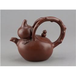 Fine Chinese Zisha Gourd Form Teapot Stamped