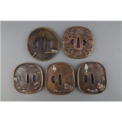 Five Pieces of Japanese Sword Tsuba