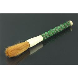 Chinese Brush with Hardstone & Bone Handle