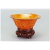 Image 1 : Chinese Horn Carved Libation Cup w/ Stand