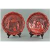 Image 1 : Pair of Chinese Red Lacquer Plates 1981 Dated