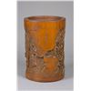 Chinese Bamboo Carved Brushpot Signed Shi Qi Ji