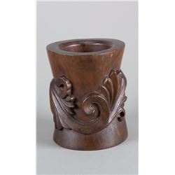 Chinese Hong Mu Rosewood Bitong Brush Pot