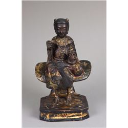 Chinese Ming Period Wood Carved Seated Bodhisattva