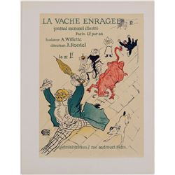 Vintage TOULOUSE-LAUTREC Litho Print LA VACHE ENRAGEE