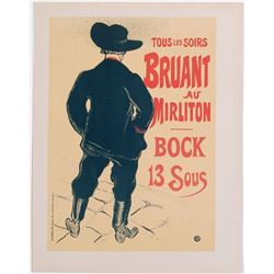 Vintage TOULOUSE-LAUTREC Litho Print BRUANT AU MIRLITON