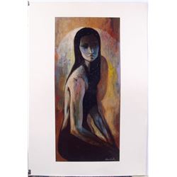 Original Painting of a Dark Female Figure in Black