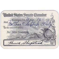 Original 1935 HENRIK SHIPSTEAD Signed U.S. Senate Card