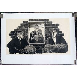 Old 1950s Film Noir Litho on Velum Lovers Peeping Tom