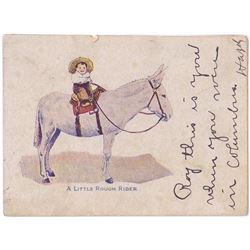 Vintage 1907 Postcard A LITTLE ROUGH RIDER
