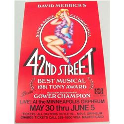 Vtg 42nd STREET Window Card Poster Orpheum Theater MN