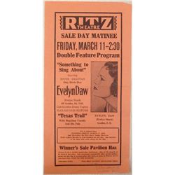 1938 Ritz Theatre Promo-Evelyn Daw/Hopalong Cassidy