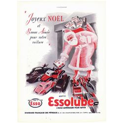 Old ESSO ESSOLUBE French Ad - Giant Santa Stops Traffic