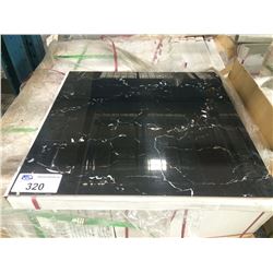 PALLET OF BLACK MARBLED 600 X 600 MM PORCELAIN FLOOR TILE 512 SQ FT