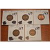 Image 1 : (5) Canada Cent: 1950,51,52(2),59