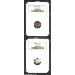 1949-S 10C MS67 NGC, vivaciously speckled orange-gold and cobalt-blue patina, a seemingly pristin...