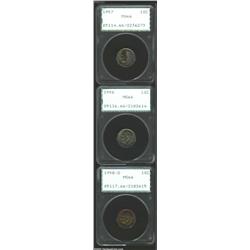 1957 10C MS66 PCGS, outrageous sea-green, violet, and golden-brown patina; <B>1958 MS66 PCGS, viv...