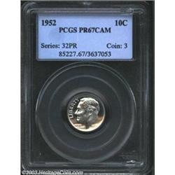 1952 10C PR67 Cameo PCGS. Attractive white on black contrast and magnificently preserved surfaces...