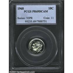 1960 10C PR69 Deep Cameo PCGS. The frosty devices have essentially unimprovable contrast with the...