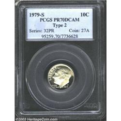 1979-S 10C Type Two PR70 Deep Cameo PCGS. Unimprovable white on black contrast and pristine surfa...