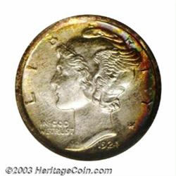 1924 10C MS68 Full Bands NGC. While certainly not a rare issue in the Mercury dime series, the 19...