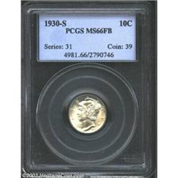 1930-S 10C MS66 Full Bands PCGS. A lustrous premium Gem with light yellow-gold color and a good s...