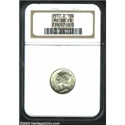 1937-D 10C MS68 Full Bands NGC. Sharp and bright throughout with a soft, satiny appearance. Unsur...