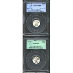 1941-D 10C MS68 Full Bands PCGS, a seemingly perfect Dime, hints of russet patina in the fields;...
