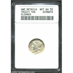 1942/1 10C --Cleaned--ANACS. Unc Details, Net AU50....